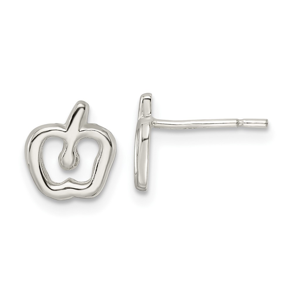 Million charms 925 Genuine Sterling Silver Polished Apple Post Earrings